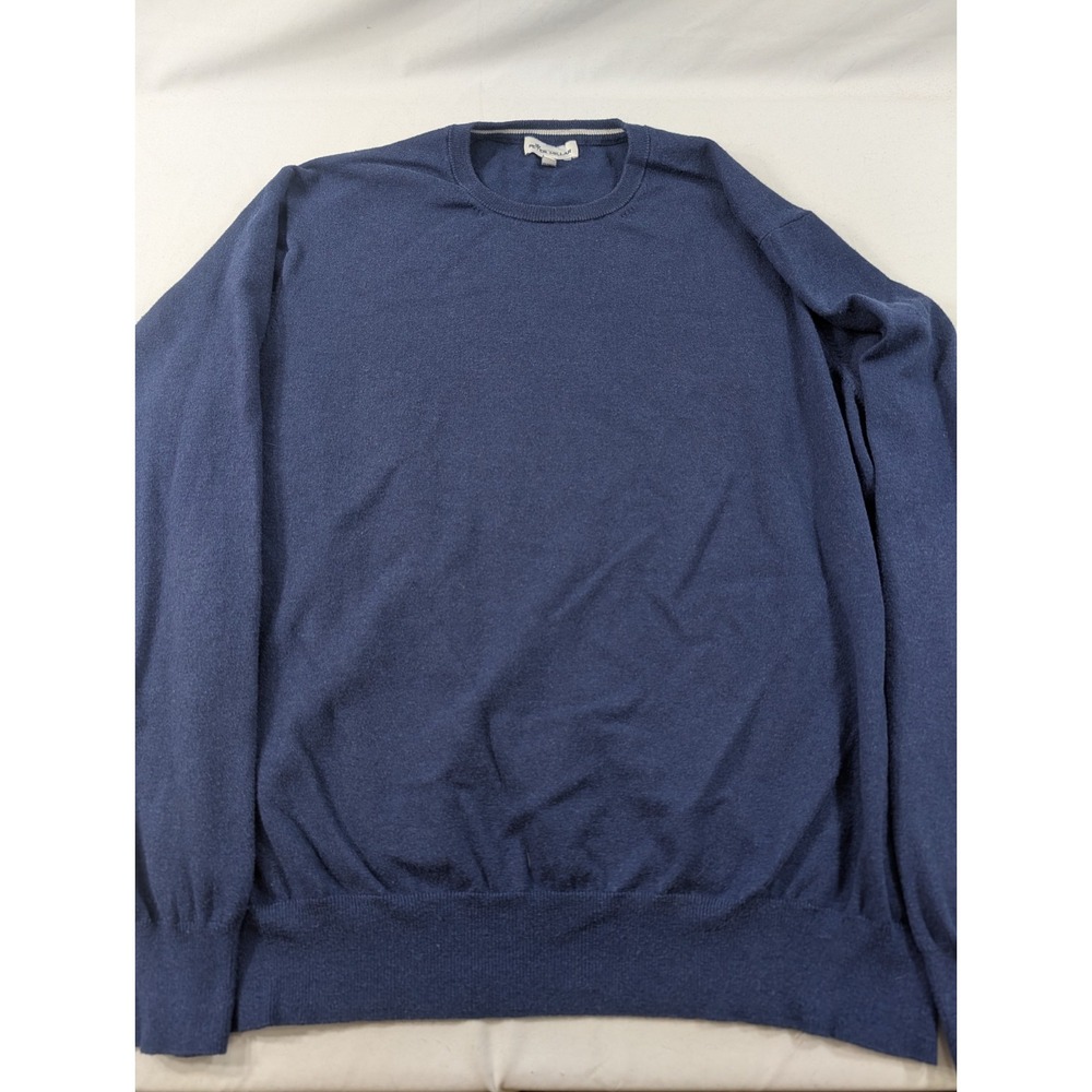 Peter Millar Sweater Mens XL Blue CrewNeck Silk Cotton Cashmere Pullover EUC